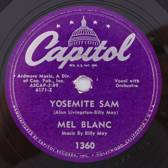 Mel Blanc – I Taut I Taw A Puddy Tat / Yosemite Sam 1951 10" 78 rpm Record 1360 - Picture 3 of 16